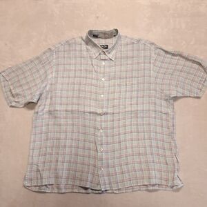 Gitman Bros Mens Vintage Linen Button Shirt XL Multicolor Big & Tall Oversized